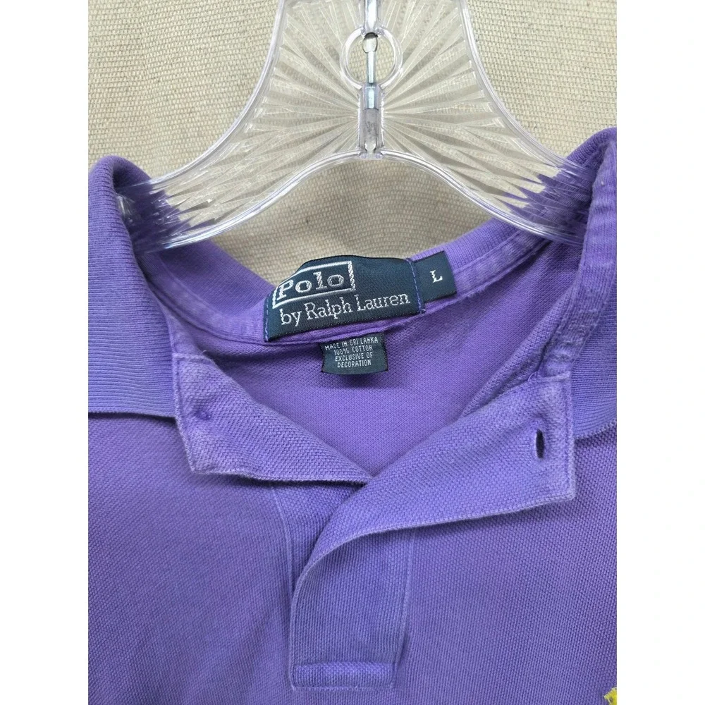 Polo Ralph Lauren‎ Mens L Purple Cotton Pique Short Sleeve Pony Logo Polo Shirt